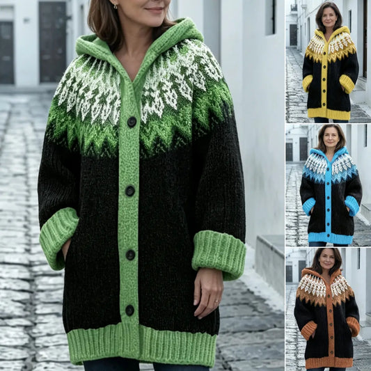 ✨ Poslední den – sleva 50 % 【S–5XL】✨ Elegantní dámská zimní bunda s kapucí a retro potiskem