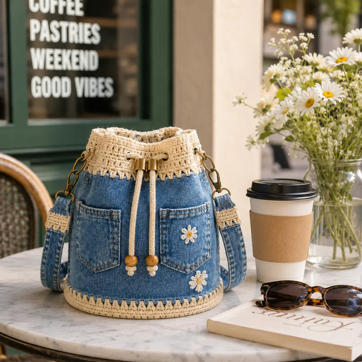 ✨ Boho tkaná džínová taška, hodí se ke každému outfitu ✨ Platba na dobírku