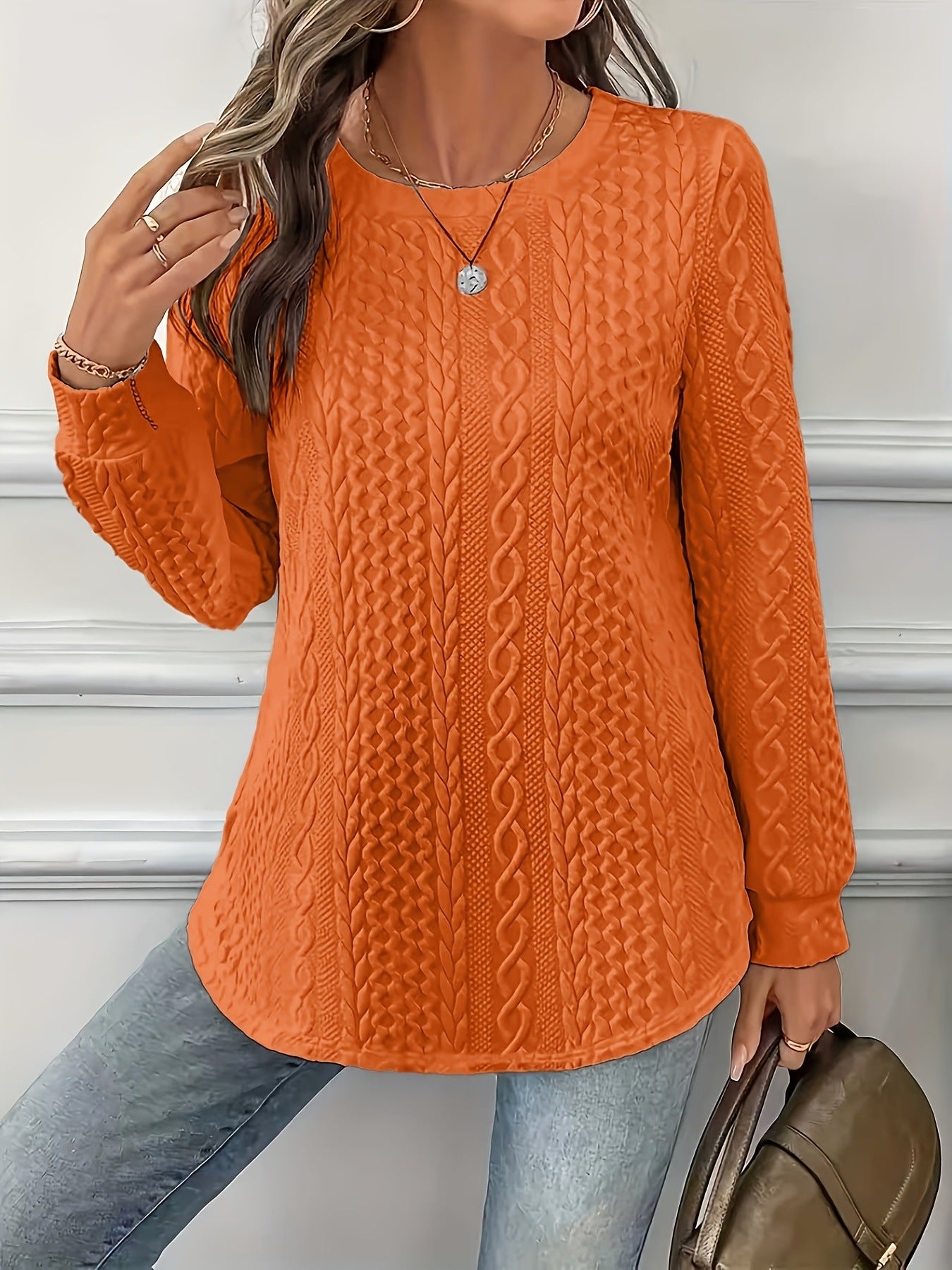 ✨❤️【L-6XL】Damski luźny sweter w jednolitym kolorze na jesień i zimę 4211168