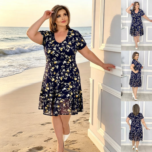 ⏳Poslední den – sleva 50 %!【S–5XL】👗Letní lehké prodyšné květinové šaty, elegantní střih a snadno kombinovatelné.