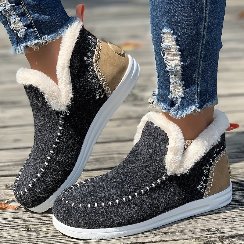 👞【36-43】2024 Jesienno-zimowe nowe damskie krótkie buty i śniegowce z podszewką pluszową-3796922