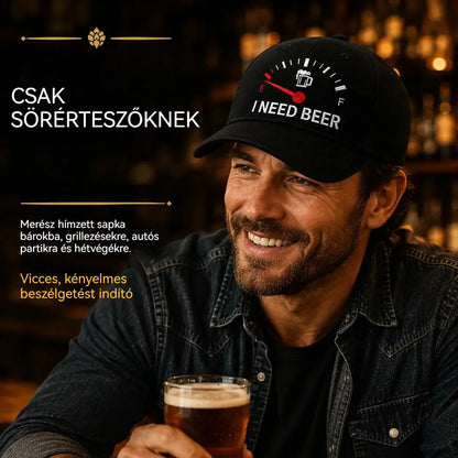 🧢 Utolsó nap az 50%-os kedvezményhez – 🍺 „Sörre van szükségem” (I NEED BEER) hímzett sapka – Uniszex, különleges sapka