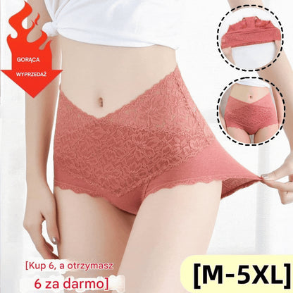 🔥【Kup 6, a otrzymasz 6 za darmo】👙Antybakteryjne bawełniane koronkowe majtki z wysokim stanem-4050168