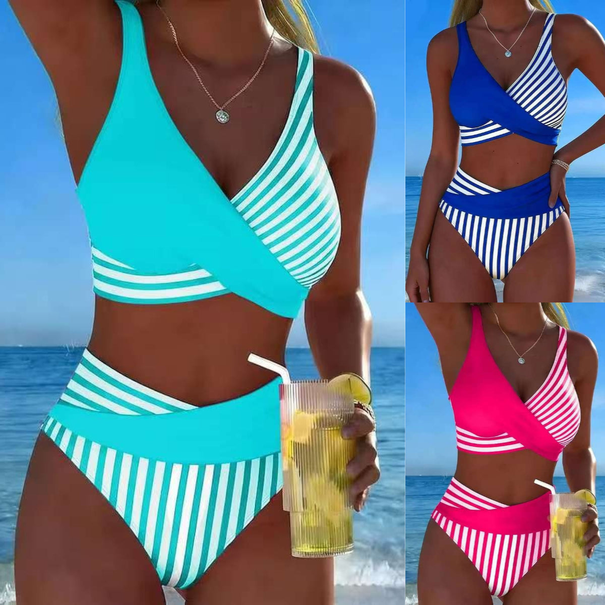 🏖️【40-100kg】🤩 Nowy komplet z wzorzystym strojem kąpielowym, szybkoschnący i oddychający materiał, dopasowany i stylowy.