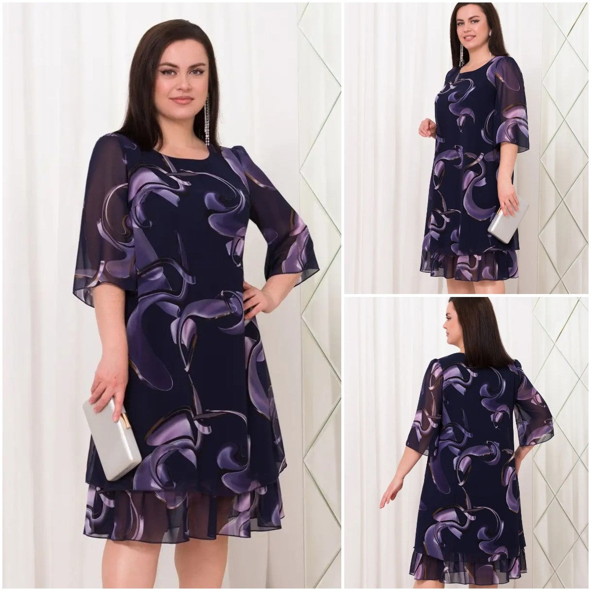 💕【S-5XL】👗Nowa elegancka sukienka z nadrukiem-3713921