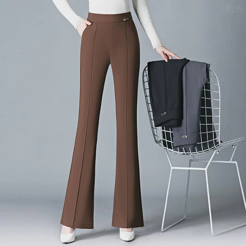 ✨】👖【S-3XL】Ciepły polar - Damskie spodnie z wysokim stanem i elastyczną talią na jesień/zimę