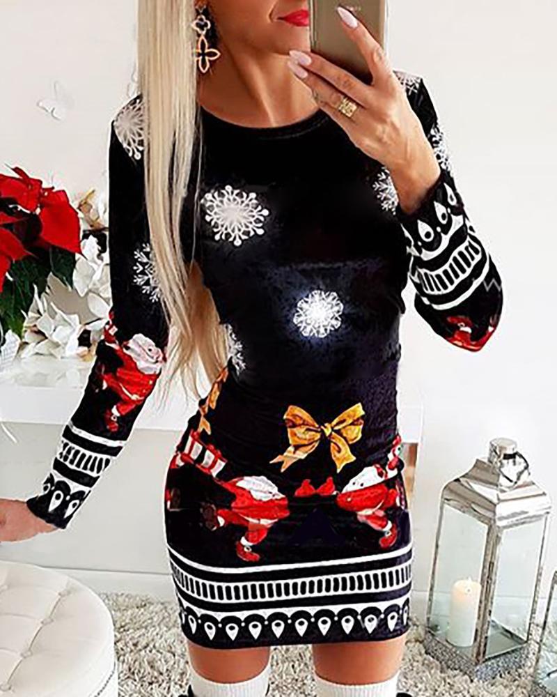 👗👗👗🎅🎅🎅【S-5XL】Jesen i zima 2025. Božićne haljine dugih rukava s printom-4165050