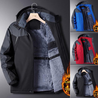 🔥【L-6XL】Męska pogrubiona aksamitna wodoodporna i mrozoodporna, ciepła zimowa i wiatroszczelna kurtka alpinistyczna-3839560