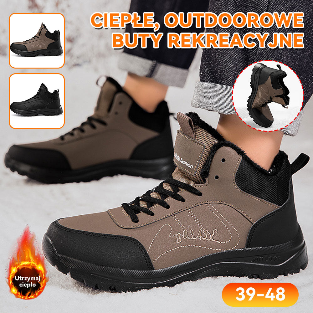 ⛄🔥👍[39-48] Nowoczesne męskie buty sportowe i codzienne ze skóry, gruba podszewka, antypoślizgowe, wypełnienie wełniane, z funkcją grzania 4181995