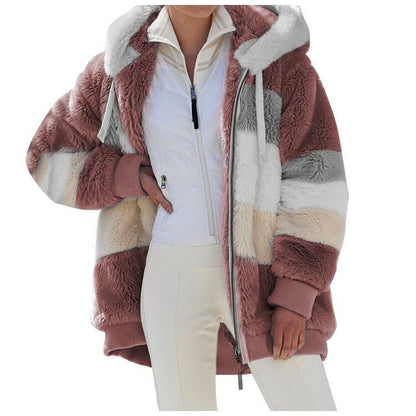 🎀【S-5XL】 Női alkalmi laza őszi és téli plüss kapucnis dzseki-4127521