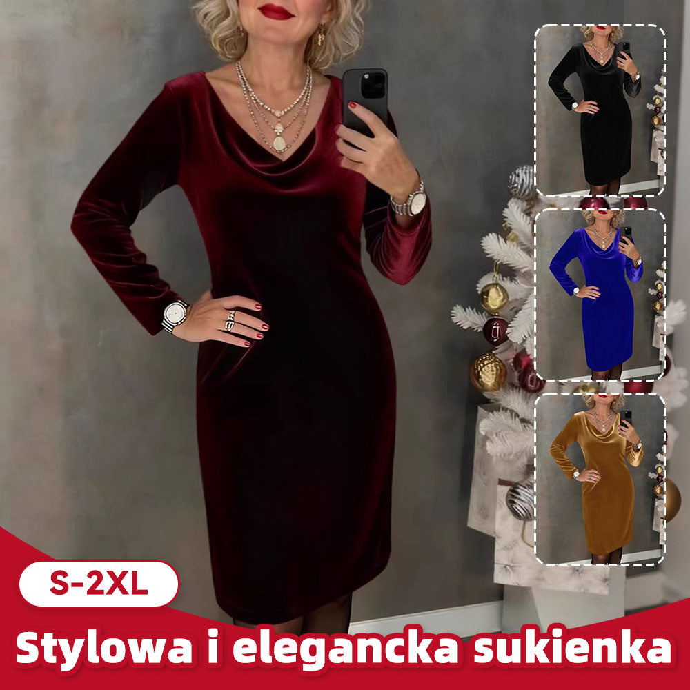 ✨ Sukienka z weluru 2026 | Długie rękawy | Seksuacyjny & Elegancki Styl ✨-4208567