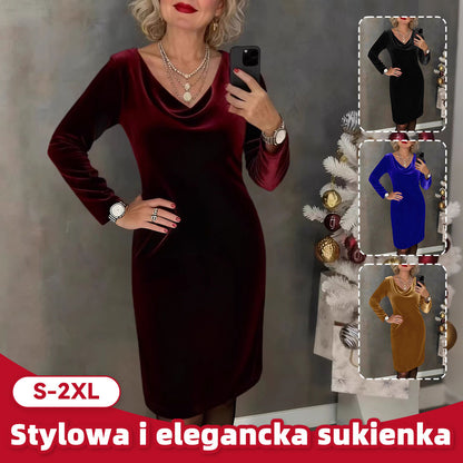 ✨ Sukienka z weluru 2026 | Długie rękawy | Seksuacyjny & Elegancki Styl ✨-4208567