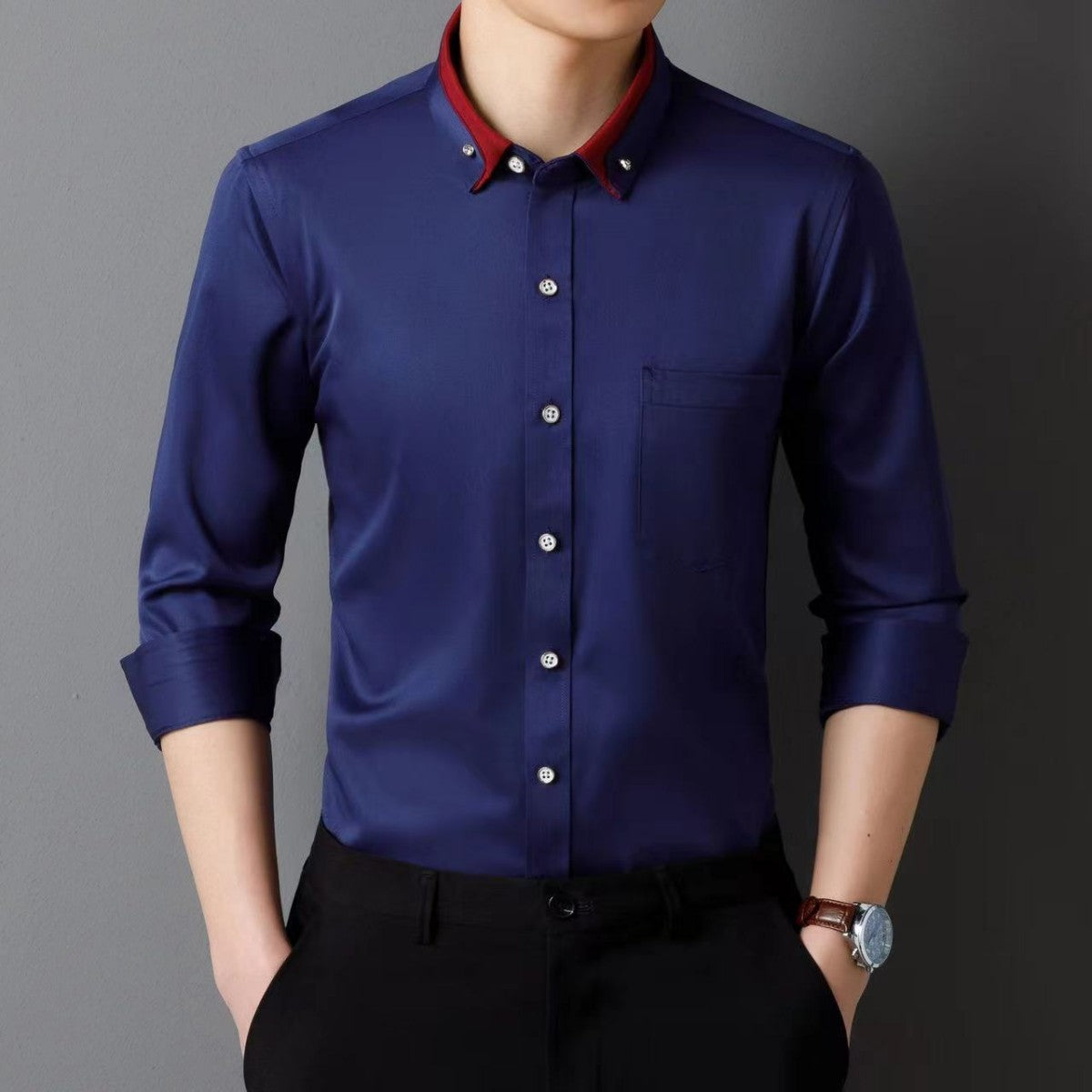 【S-4XL】Nueva camisa de negocios transpirable de moda casual para hombres