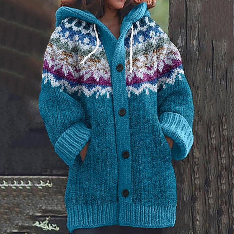 🔥【S~5XL】✨Nowa elegancka kolorowa kurtka z kapturem w stylu retro 4162861