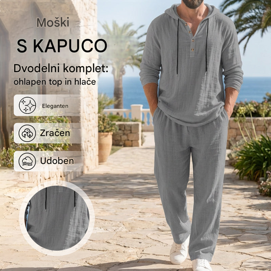 📢🔥 Moški dvodelni komplet - ohlapen top in hlače s kapuco ✅️ Plačilo po povzetju možno-4246384