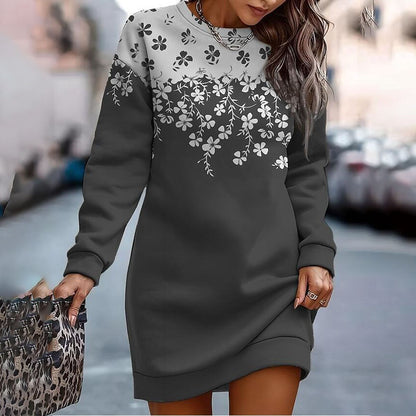 💕👗【S-3XL】Nowa jesienno-zimowa sukienka sweterkowa w kwiatowy wzór