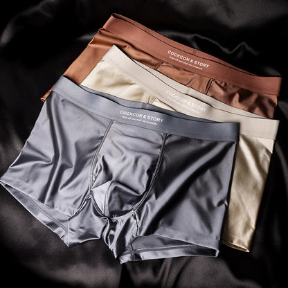 🔥😎【50% de descuento】Bóxers para hombre 10A con entrepierna antibacteriana, Ropa interior transpirable, suave y sin costuras de seda helada, Ropa interior de satén de lujo