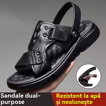 🐂【Kup 1, a 1 dostaniesz gratis】【38-44】Nowe męskie skórzane sandały plażowe z grubą podeszwą-4040569