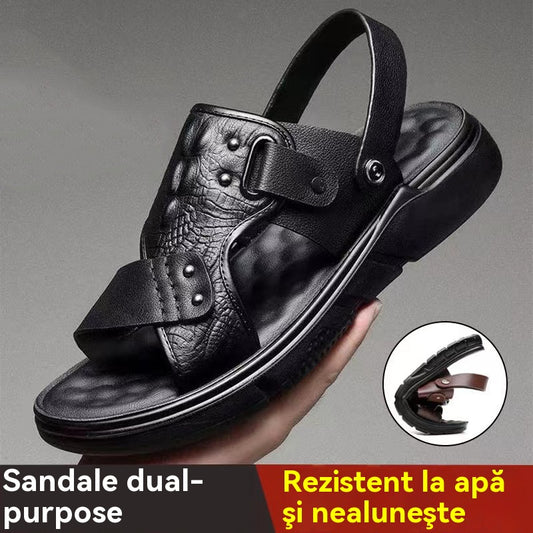 🐂【Kup 1, a 1 dostaniesz gratis】【38-44】Nowe męskie skórzane sandały plażowe z grubą podeszwą-4040569