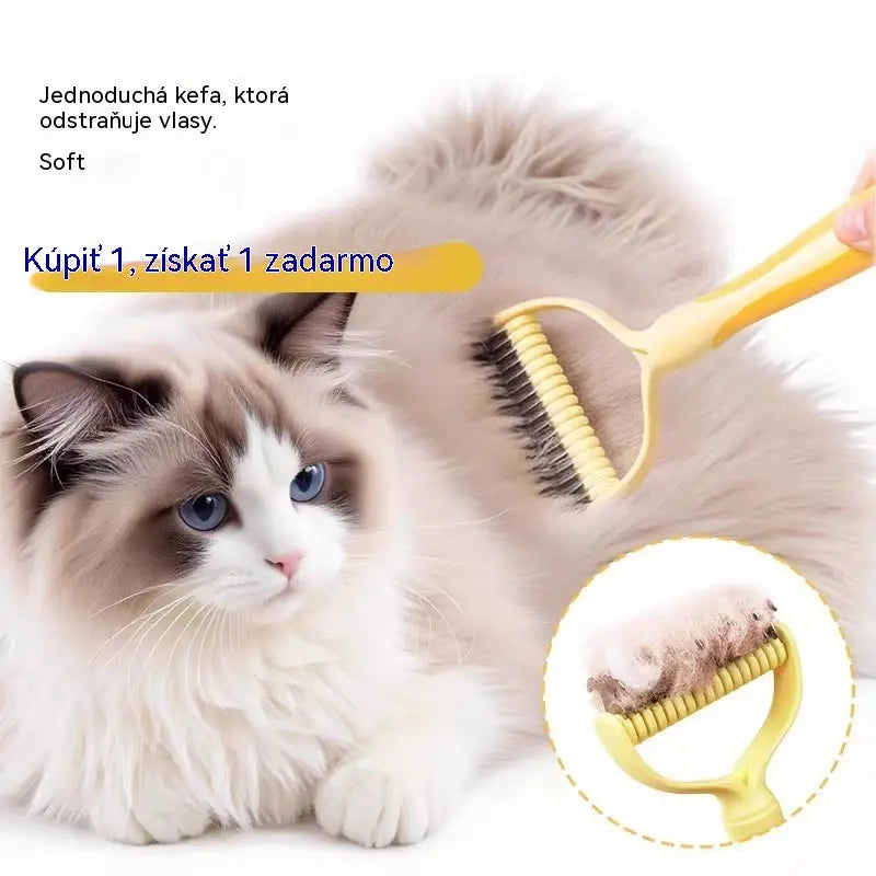 🐶【Kupte 1 a získejte 1 zdarma】-2 kusy--🧹 Oboustranný samočistící kartáč pro domácí zvířata: Odstraňuje odumřelé chlupy a snižuje vypadávání srsti u psů a koček.