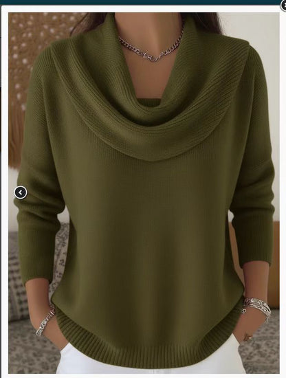 🔥【Tallas S-3XL】Suéter de manga larga, color liso, estilo casual y elegante, ¡novedad! 4162858