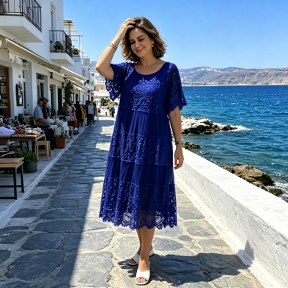 🌴🌈【50% sleva 🔥】【S-5XL】😍💋Letní dámské krátké šaty velikosti plus, ležérní splývavé šaty s potiskem a kulatým výstřihem.