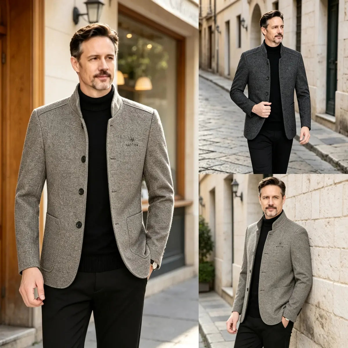 ⛄️🤗【M--4XL】🔥 Nové sako s klopou, pánský vlněný svetr z tlustého sametu, podzimní a zimní
