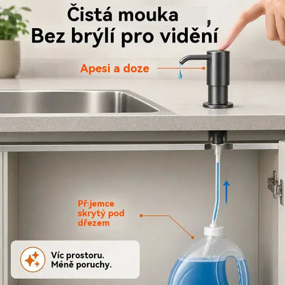🏠Vestavný dávkovač mýdla a mycího prostředku pro kuchyňský dřez, z prémiové nerezové oceli, s výsuvnou trubicí vedoucí přímo do láhve a gravitační kuličkou 304, rychlé čerpání