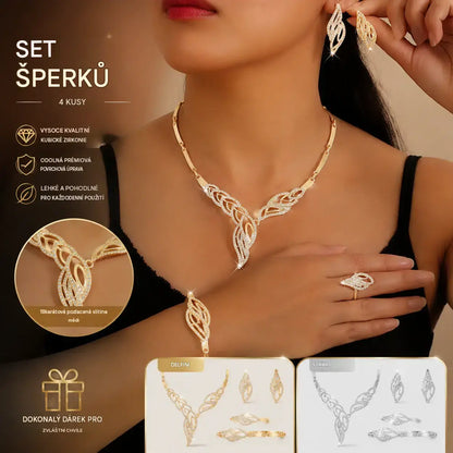 ✨🔥【Prsten + Náramek + Náušnice + Náhrdelník】✨💖Sada šperků v bohémském stylu, kreativní a jedinečná, minimalistická.