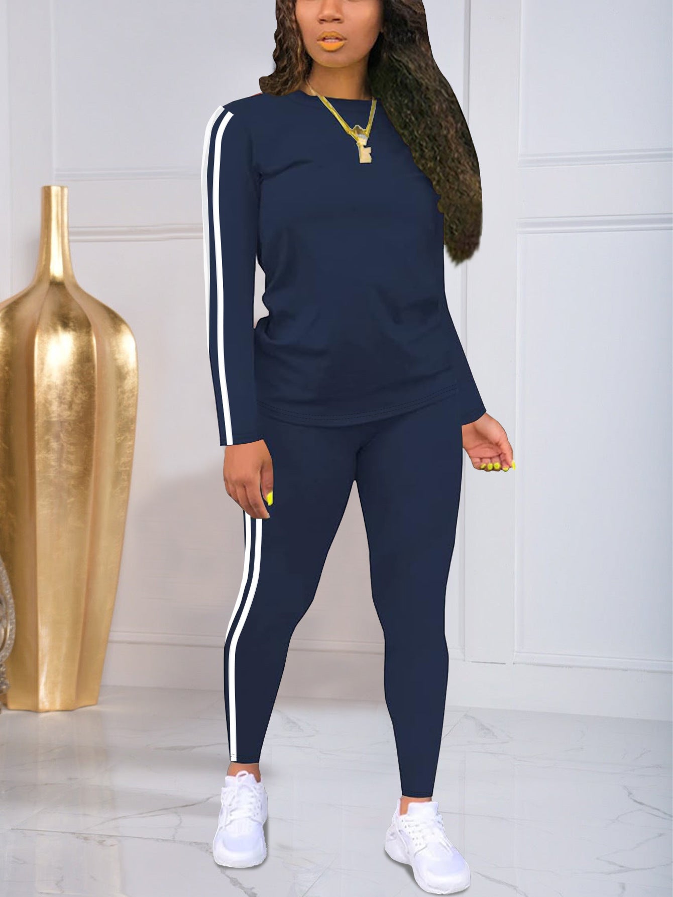 ✨ 【S-2XL】Conjunto femenino de dos piezas a rayas. Casual, moderno y cómodo, ideal para el uso diario y actividades al aire libre. 4191637