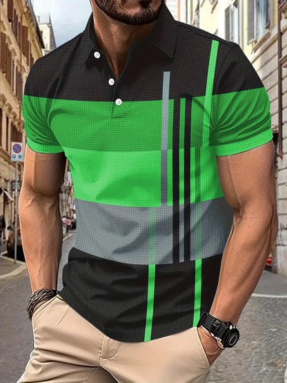 💥Sezónní nabídka 👕Pánské polo tričko s pruhy, krátkým rukávem a límečkem (S-5XL)