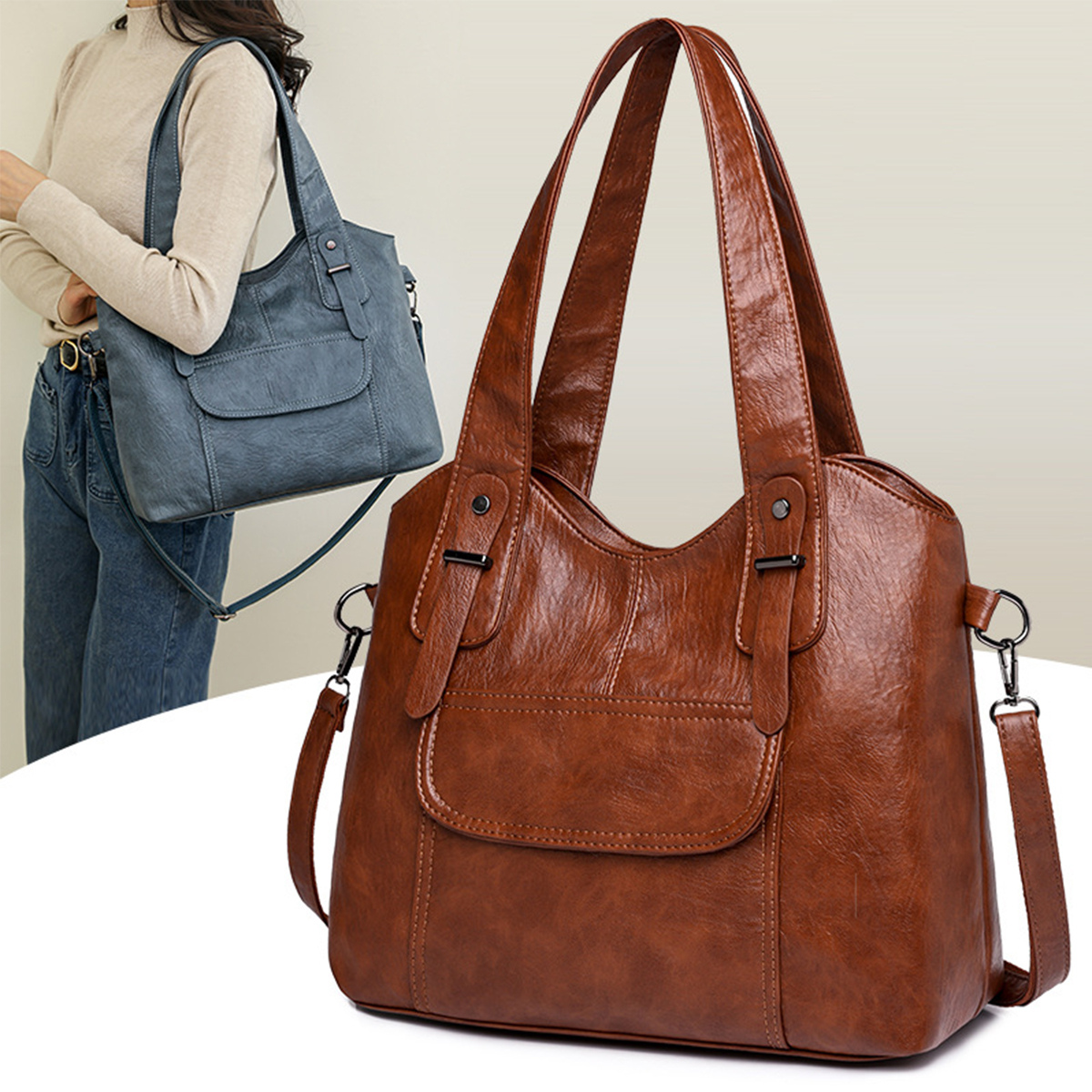 👜👛【50% sleva 🔥】👜 Nová dámská velkokapacitní taška z pravé hovězí kůže 2026, velkokapacitní taška přes rameno-4210819