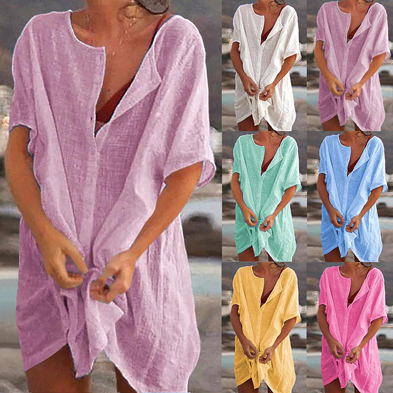 ❤️【S-5XL】Nowe damskie koszule codzienne długie kolorowe ✅Czysty kolor i prostota ✅Wygodne i oddychające-4020509