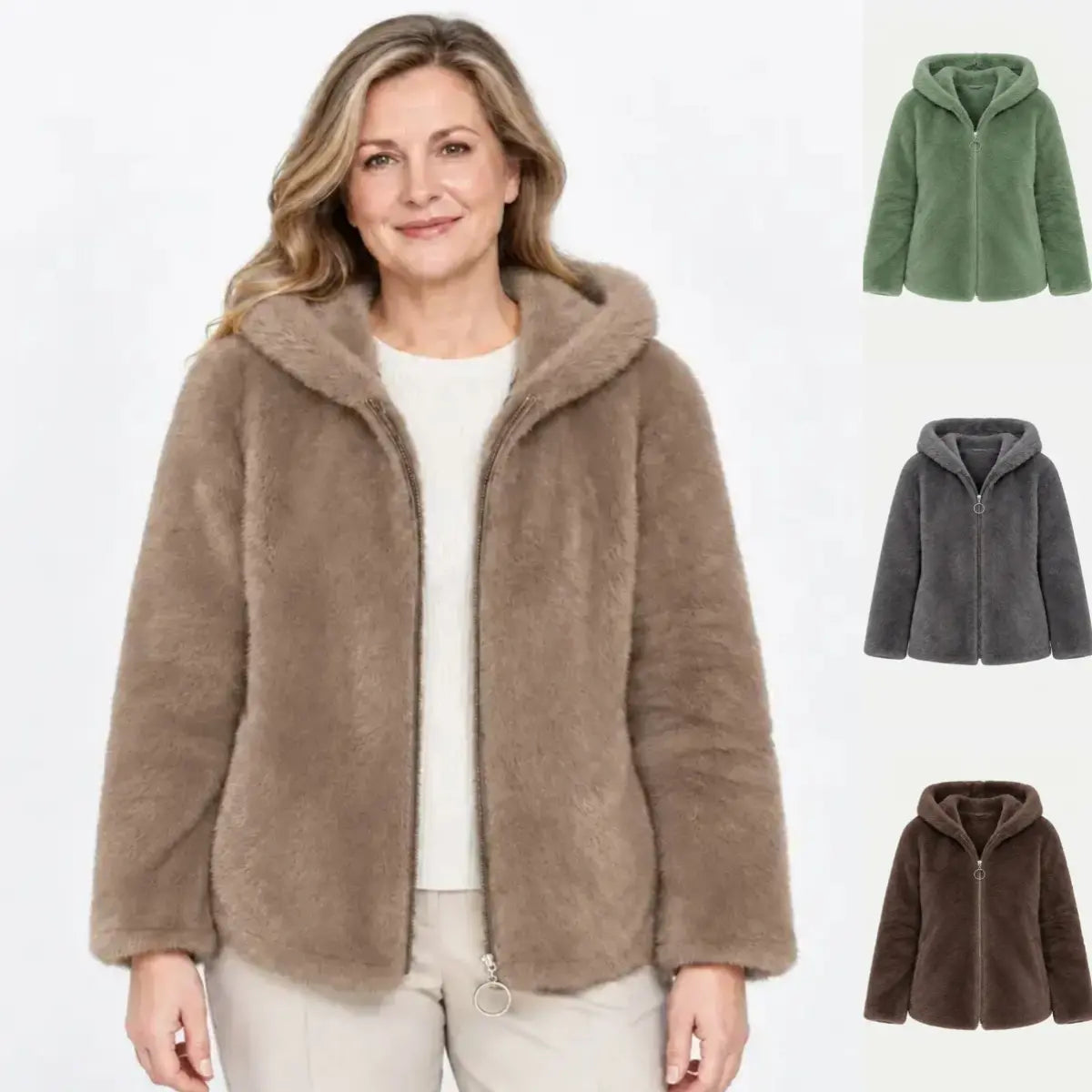 ✨【M-7XL】🔥 Dámská zimní fleecová bunda – silná, oboustranná, s kapucí, zateplená, na zip