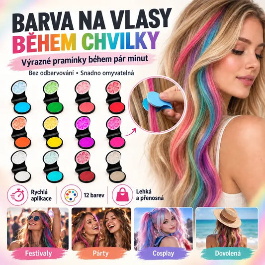 🌈🌈🪮Kompaktní pudrová barva na vlasy s 12 odstíny pro rychlé barvení ✨
