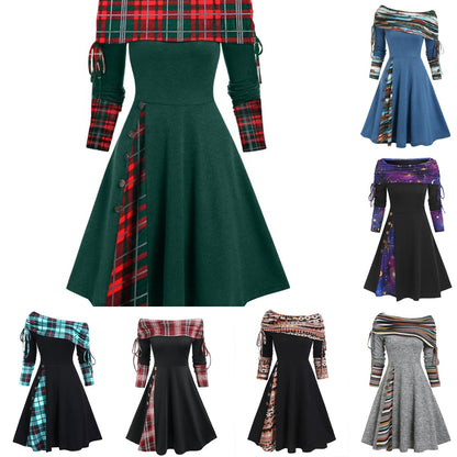 Nowa modna sukienka z długim rękawem i jednym ramieniem (S-3XL) 4176905