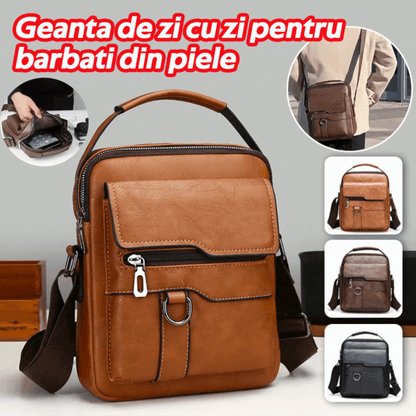 👜Nowoczesna i casualowa męska torba z prawdziwej skóry o dużej pojemności-4212314