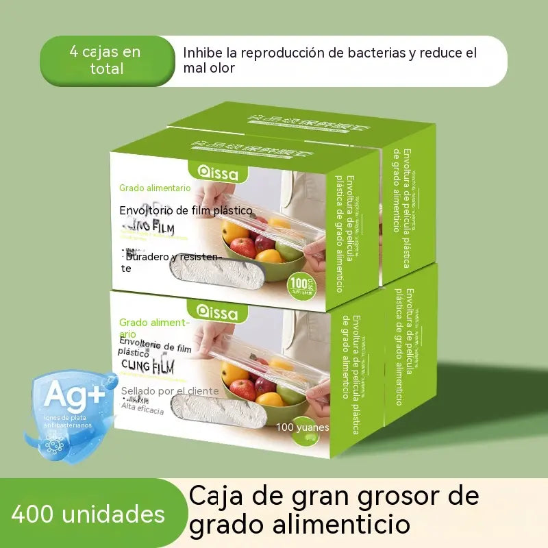 ⏳Extra silné balení 4 kusů (400 kusů) – Antibakteriální elastické obaly na potraviny; jednorázové potravinářské sáčky pro skladování v kuchyni nebo v chladničce.