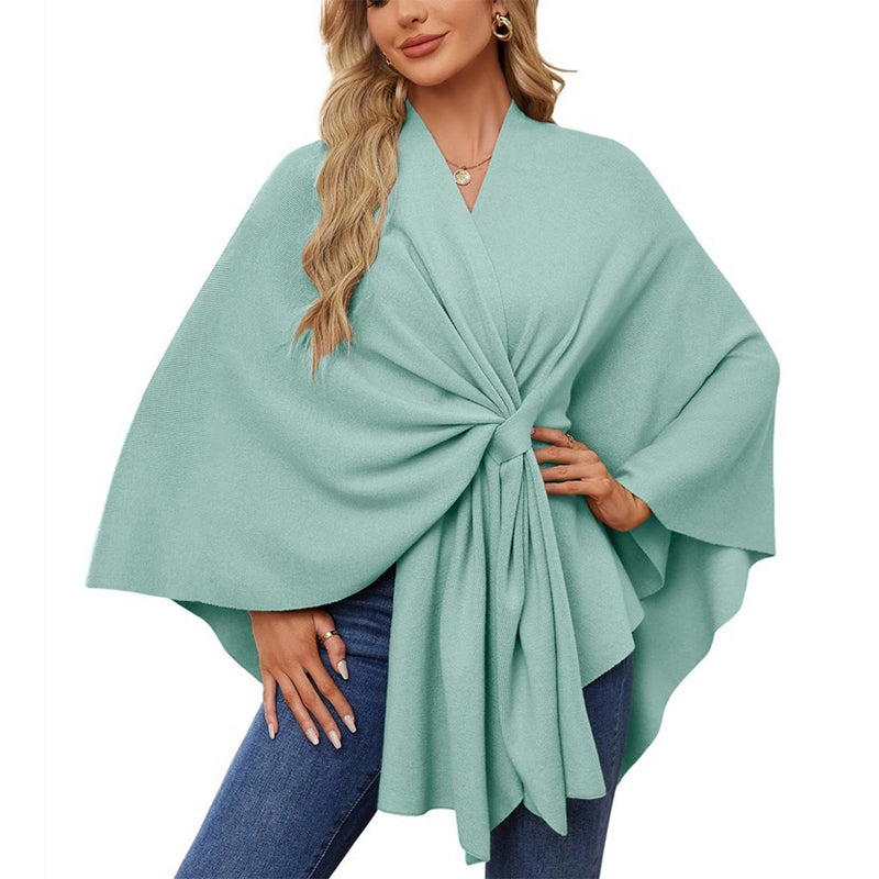 💃🧣🐑🔥【Univerzální velikost pro všechny】Elegantní jednodílný jednobarevný měkký šálový kabát/plášť pro dámy 4185878