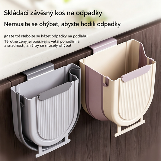 🗑️🚪Skládací závěsný kuchyňský odpadkový koš, závěsný odpadkový koš na dvířka domácích skříněk