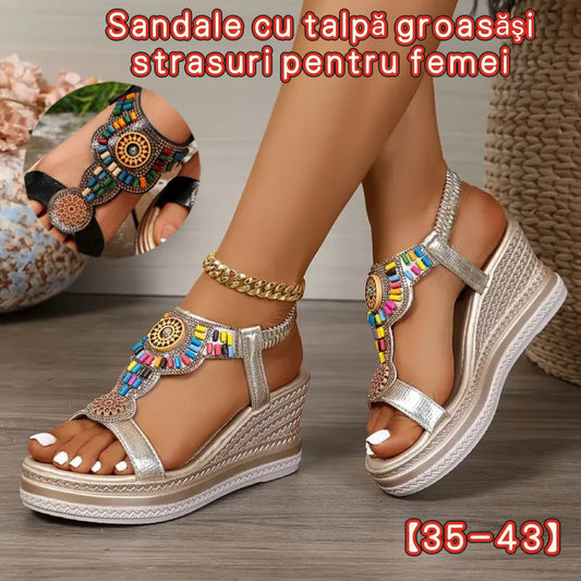 【35-43】✨Sandały damskie skórzane, gruba podeszwa, gumka, z koralikami, lato 2025🔥 Darmowa wysyłka. ✅ Płatność przy odbiorze