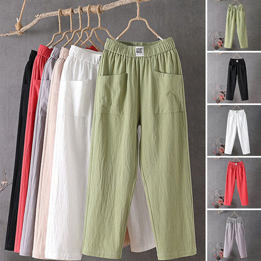 🌿🌈【M-4XL】2025 Wiosna Nowe Damskie Spodnie Szerokie Nogawki Wygodne Spodnie Casualowe-3928986