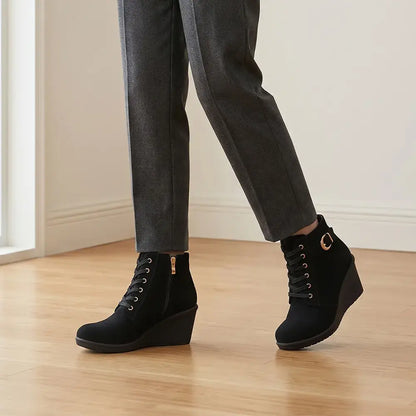 【35-42】👢 Női téli éktalpú bokacsizma – stílusos és stabil választás a hideg napokra