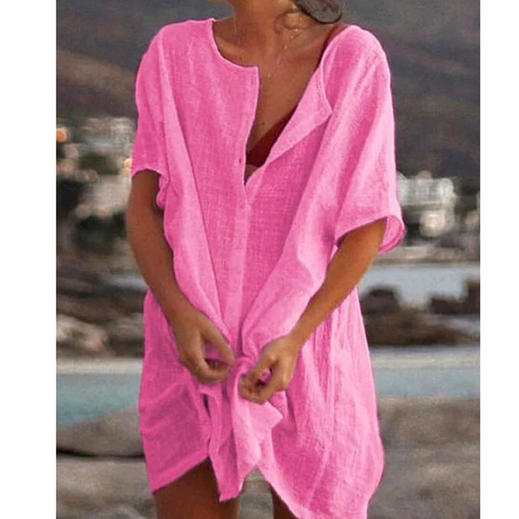 ❤️【S-5XL】Nowe damskie koszule codzienne długie kolorowe ✅Czysty kolor i prostota ✅Wygodne i oddychające-4020509