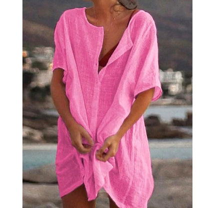 ❤️【S-5XL】Nowe damskie koszule codzienne długie kolorowe ✅Czysty kolor i prostota ✅Wygodne i oddychające-4020509