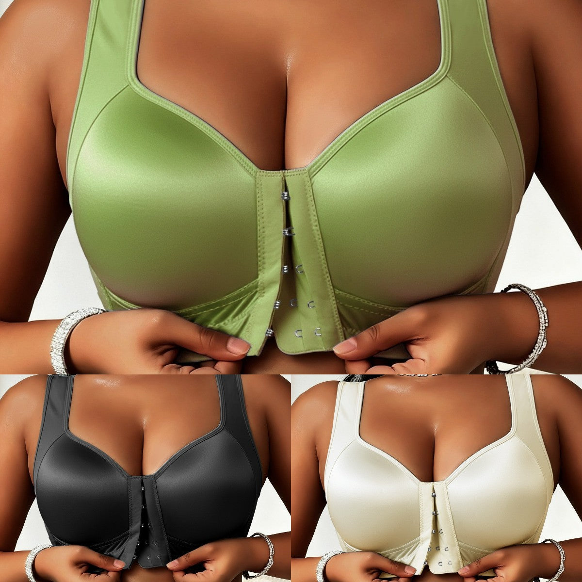 😍👙【3 darabos csomag】【40-100 kg】Női merevítő nélküli, elöl záródós melltartó