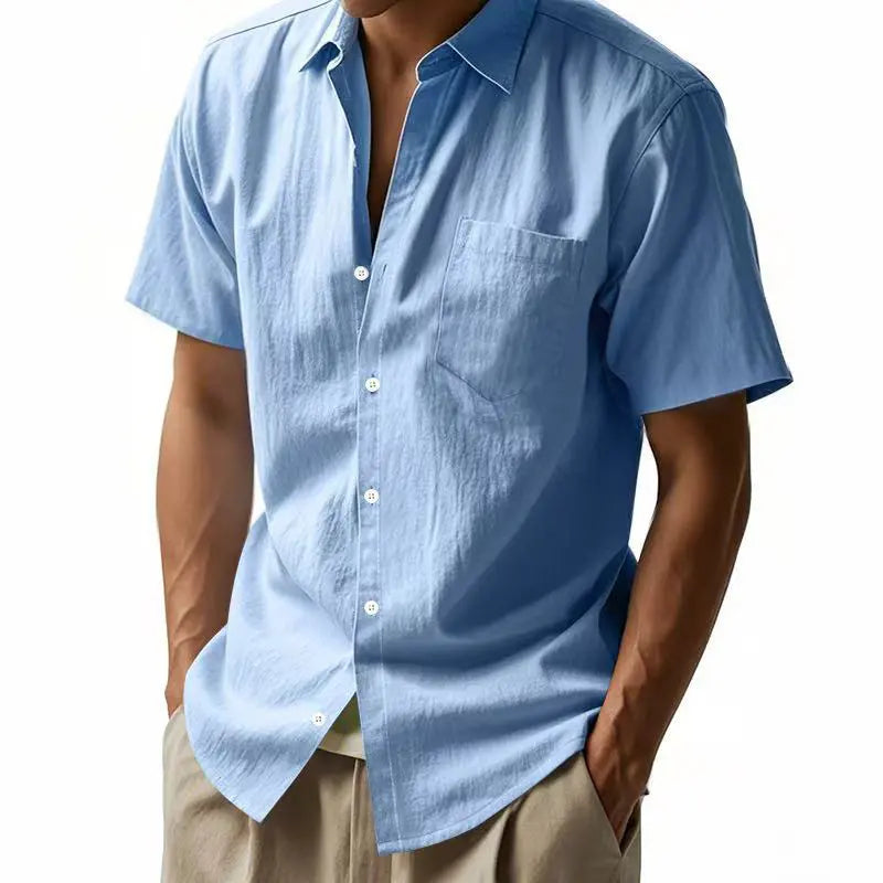 【S-3XL】👔 Krátká lněná košile – maximální pohodlí a stylový henley límec 🌿 Skvělá volba na léto i každodenní nošení! ✨