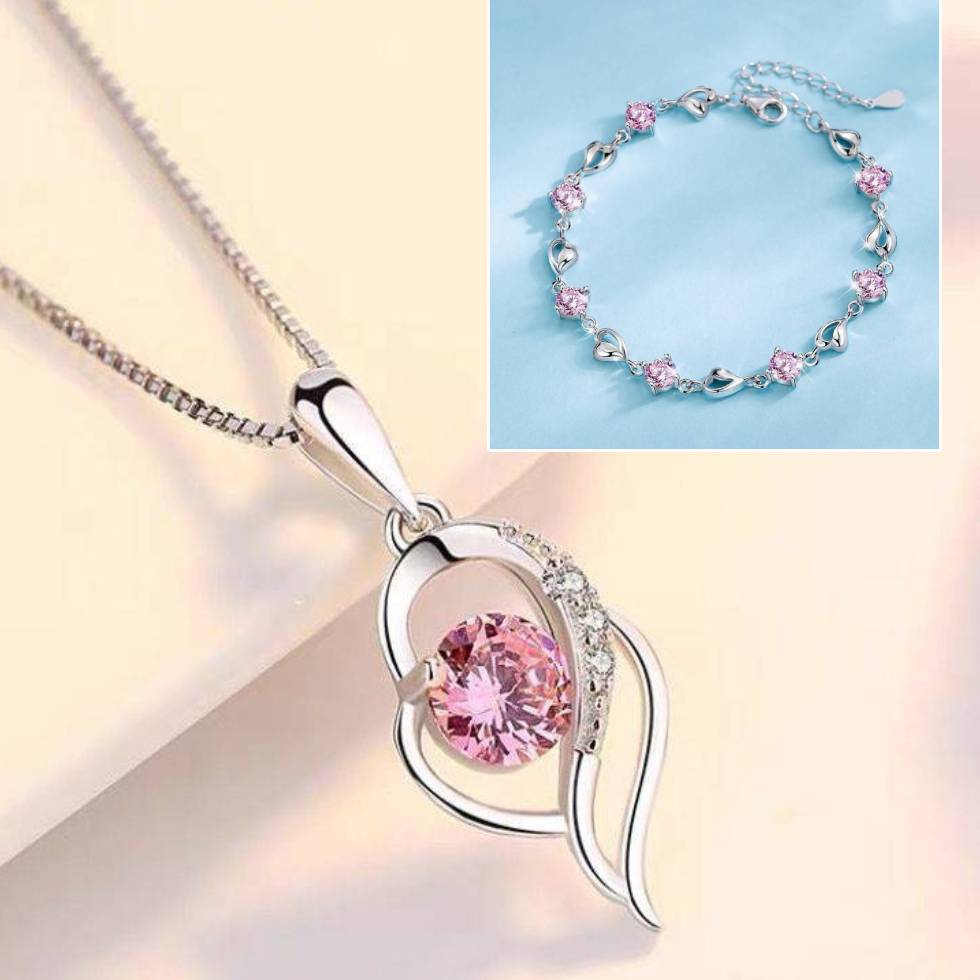 Zestaw bransoletki i naszyjnika z srebra próby 925 „Serce Oceanu”-4213469