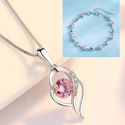 Zestaw bransoletki i naszyjnika z srebra próby 925 „Serce Oceanu”-4213469