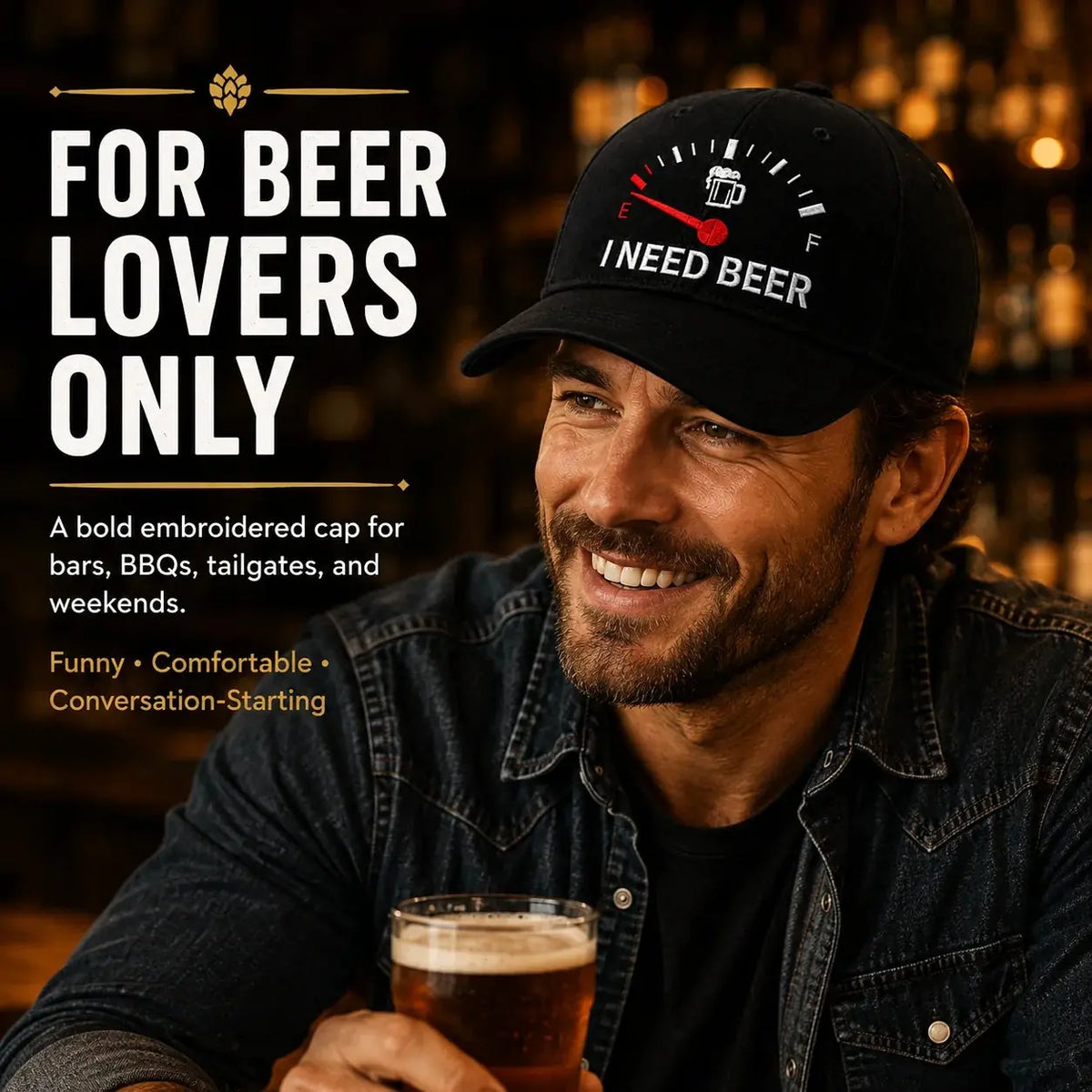 ⏳ Poslední den – sleva 50 % - 🍺 Vyšívaná šiltovka „POTREBUJEM PIVO“ – Unisex pamätná šiltovka 🧢